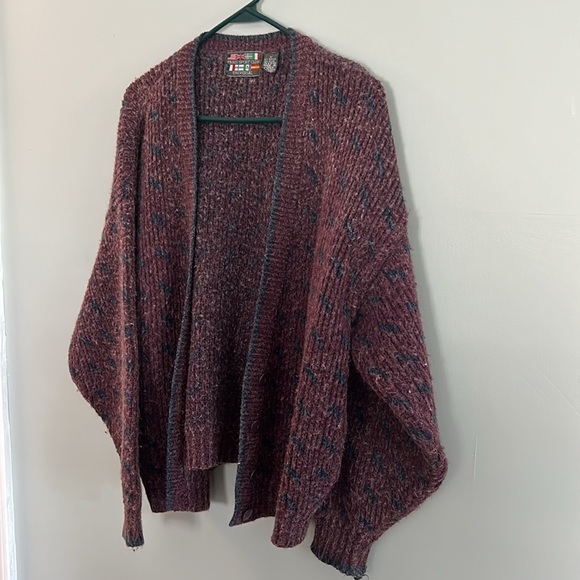 Vintage Paris Sports Club Cardigan Sweater V Neck Button 80s 90s Purple Size M - Picture 2 of 7